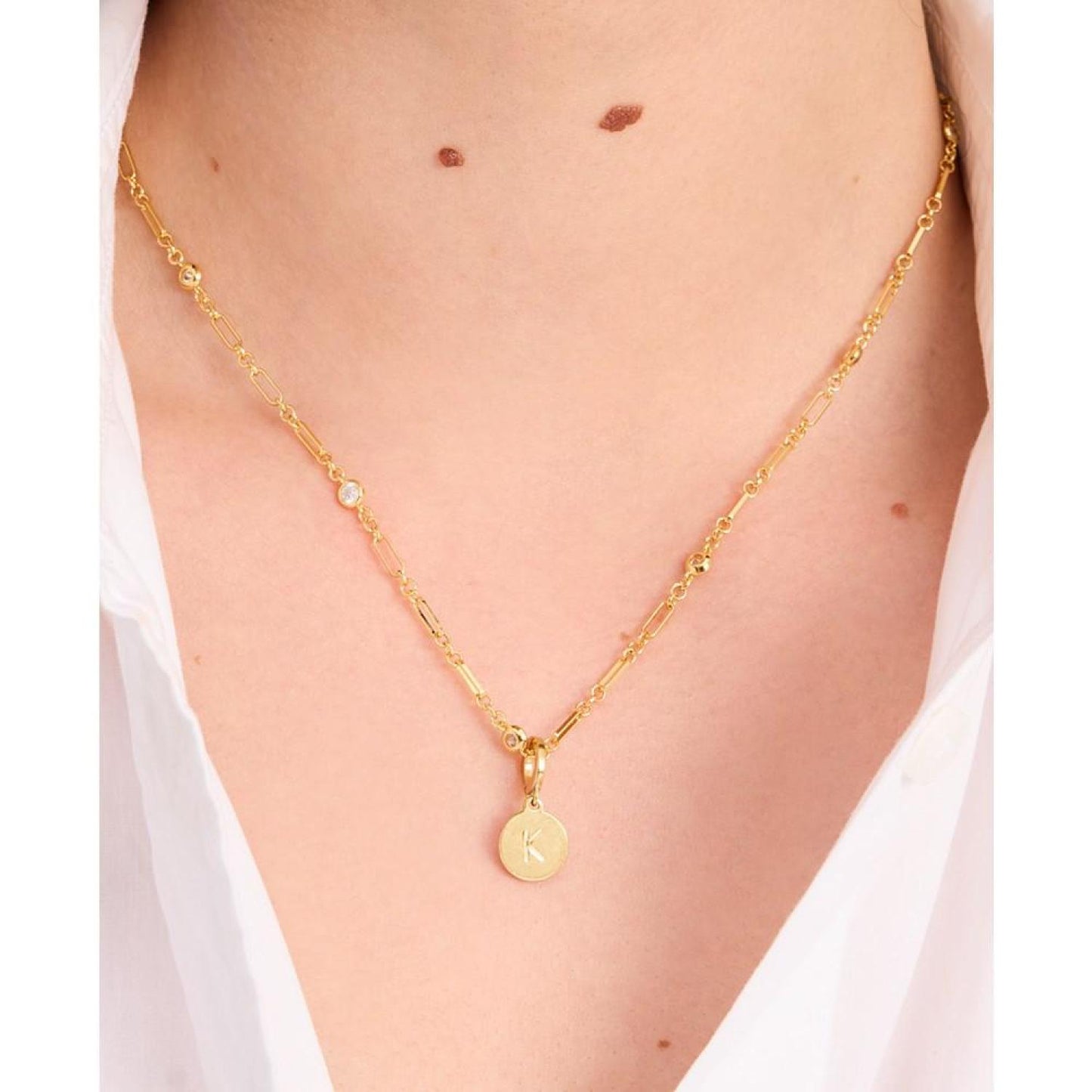 Gold-Tone Initial Polished Disc Charm Pendant