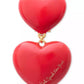 Enamel Graduated Double Heart Drop Earrings