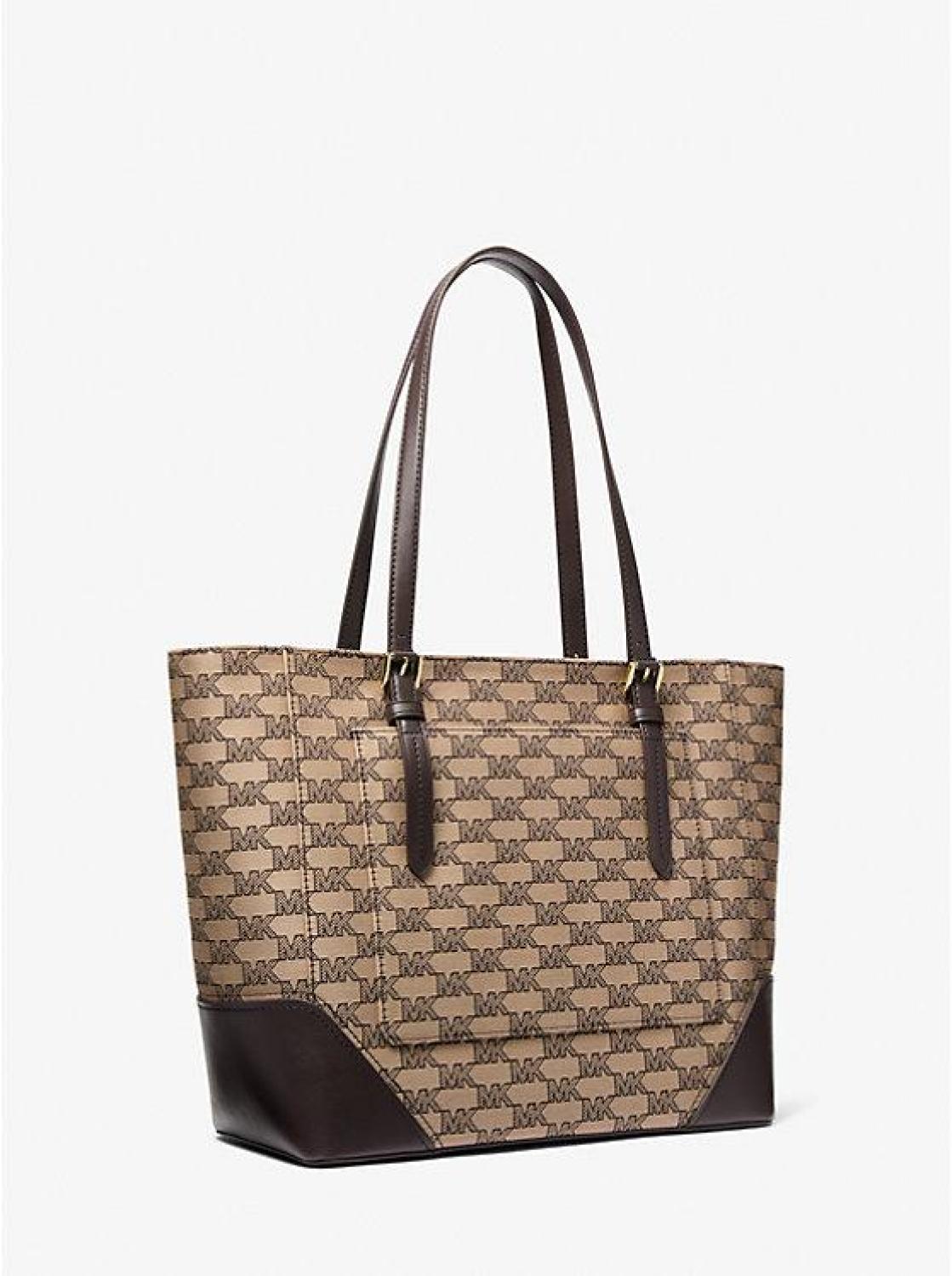 Aria Large Signature Logo Jacquard Tote Bag