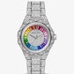 PRIDE Limited-Edition Oversized Raquel Rainbow Pavé Silver-Tone Watch