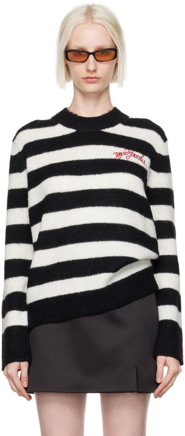 Black & White 'The Striped Brushed Logo' Sweater