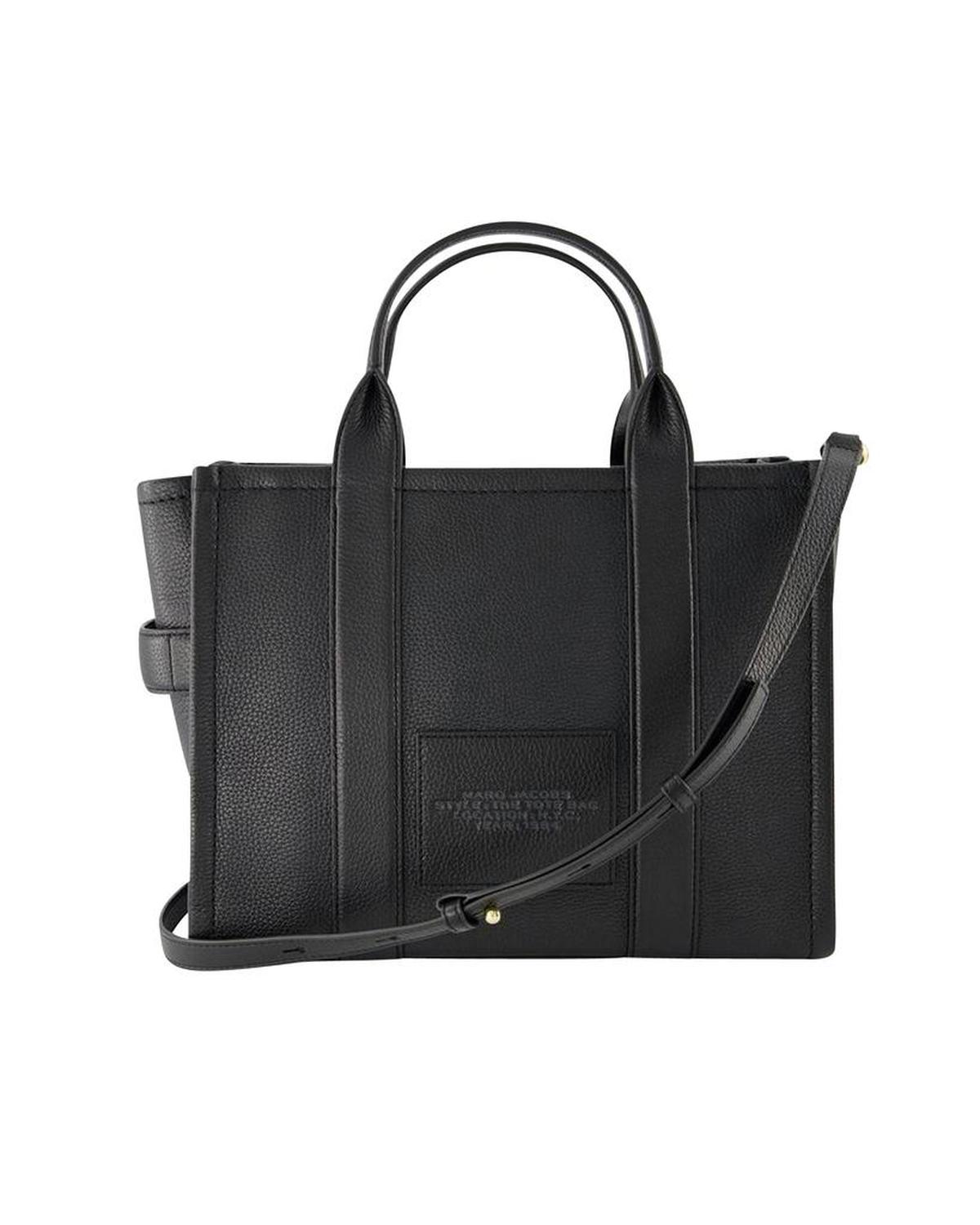 The Medium Tote Bag -  -  Black - Leather