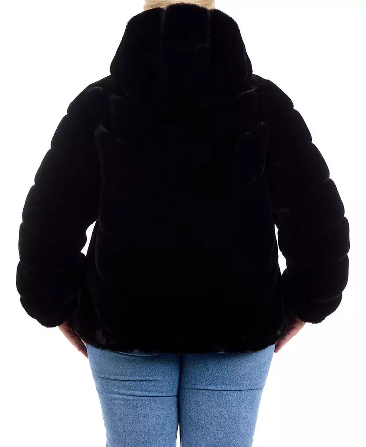 Plus Size Hooded Faux-Fur Coat