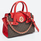 Michael Kors /brown Signature Coated Canvas And Leather Extra Small Carmen Satchel