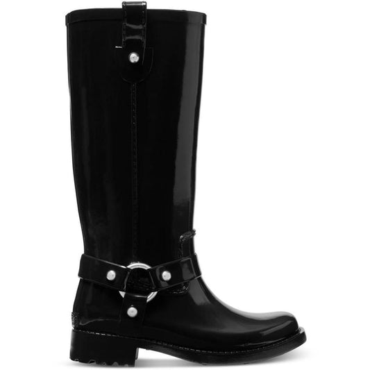 Womens Patent Studded Knee-High Boots