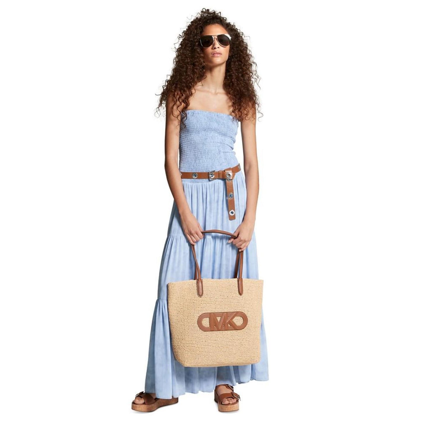 Michael Kors Women's Sunbleached Smocked Maxi Dress