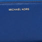 Michael Kors Blue Leather Jet Set Zip Around Wristlet Wallet..