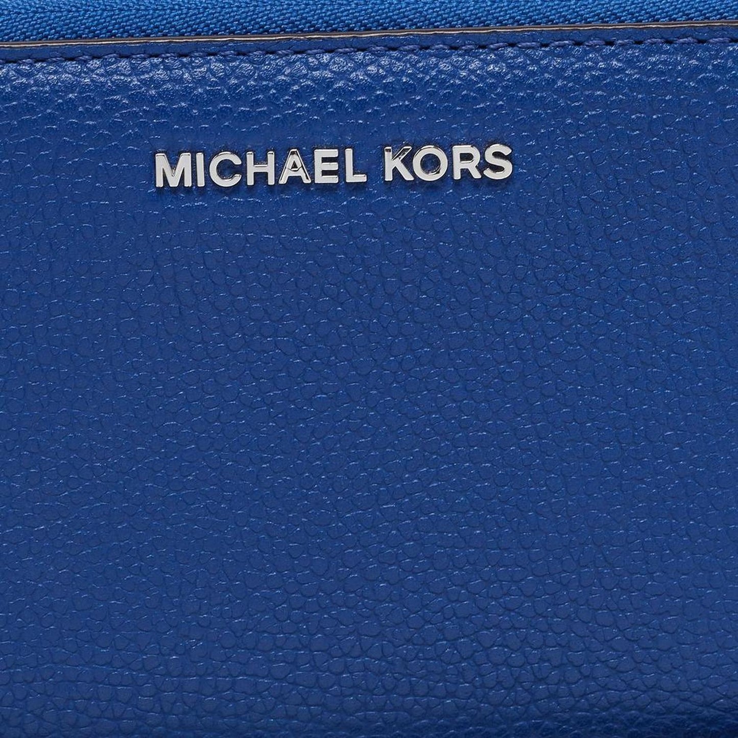 Michael Kors Blue Leather Jet Set Zip Around Wristlet Wallet..