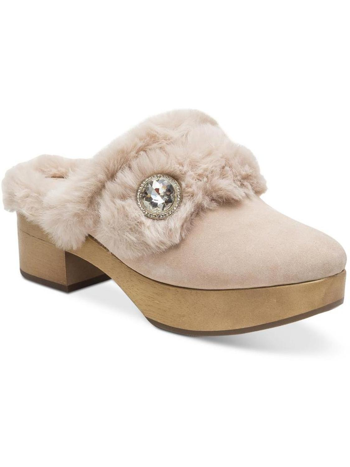 Uma Womens Suede Faux Fur Clogs