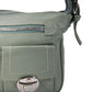 Womens Leather Silver Tone Hardware Shoulder Bag Sage