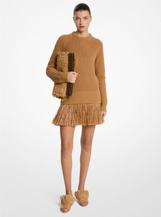 Ribbed Cashmere and Fringe Dress