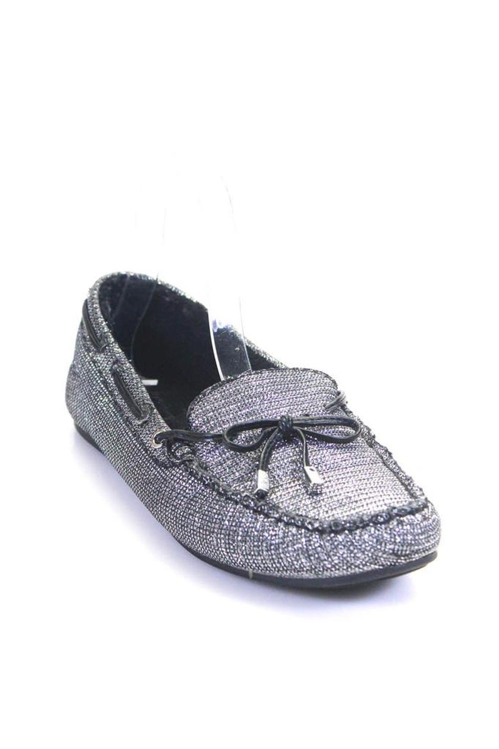 Michael Michael Kors Womens Silver Glitter Slip On Loafer Slipper