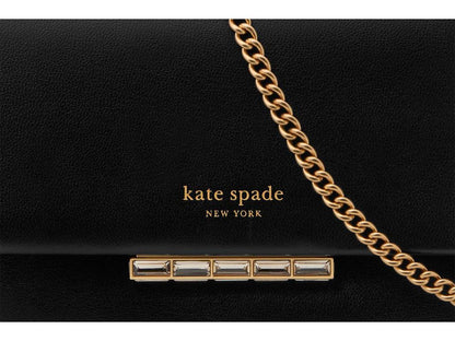 Grace Embellished Lock Leather Clutch