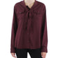 Womens Purple Long Sleeves Button-Down Top