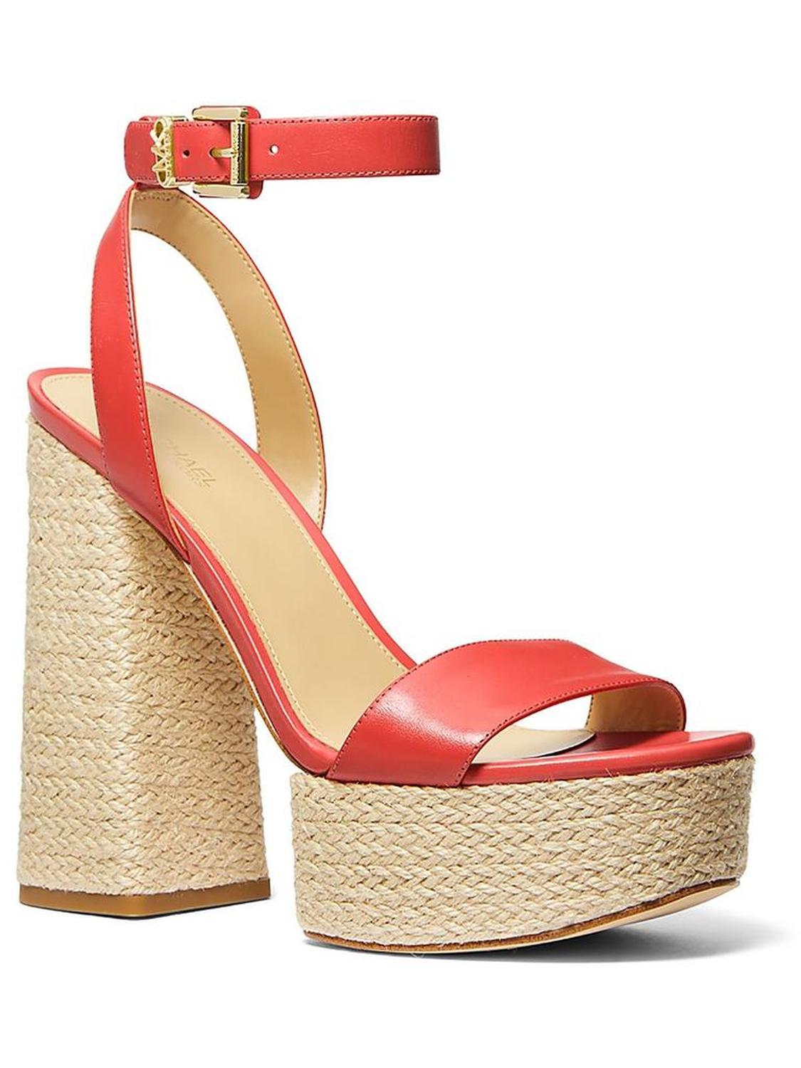 Ashton Womens Leather Block Heel Platform Sandals