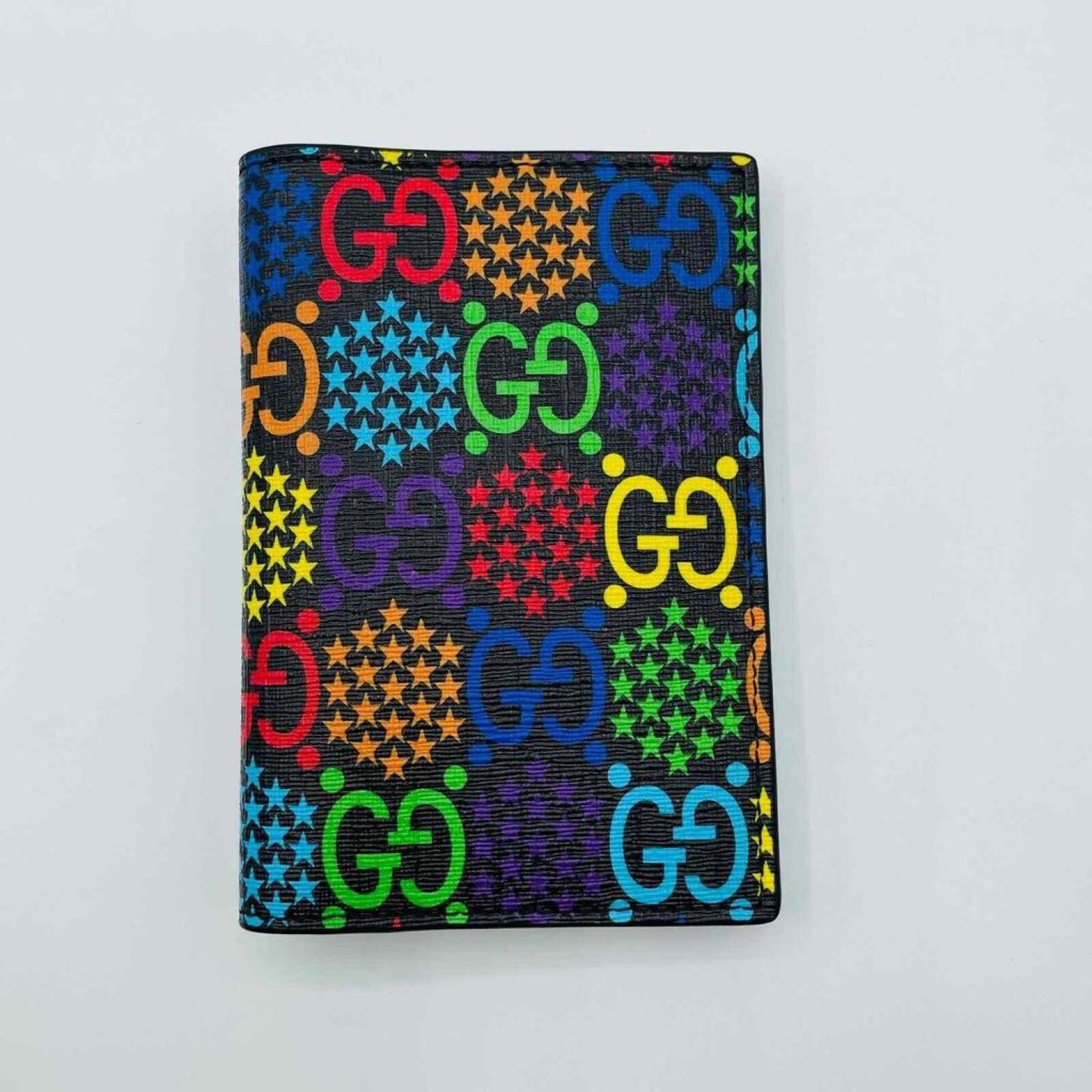 Gucci Unisex Rainbow Supreme GG Leather Psychedelic Passport Holder