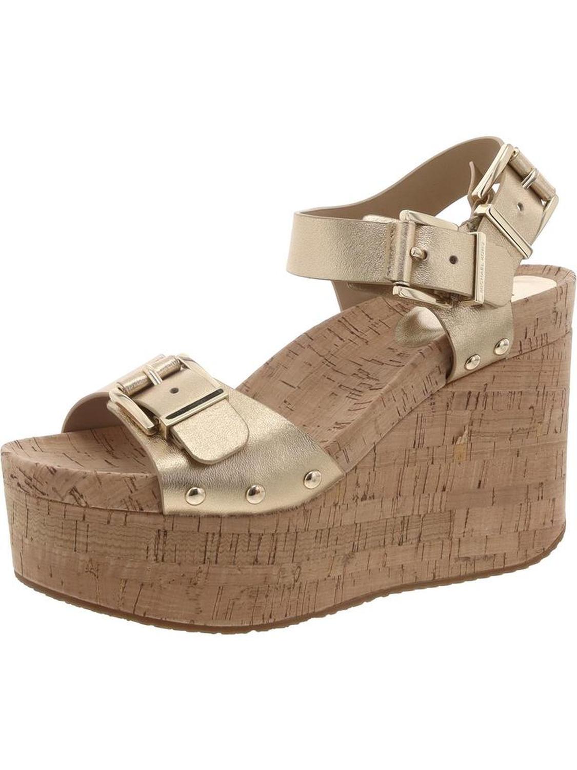 Colby Wedge Womens Leather Slip On Wedge Sandals