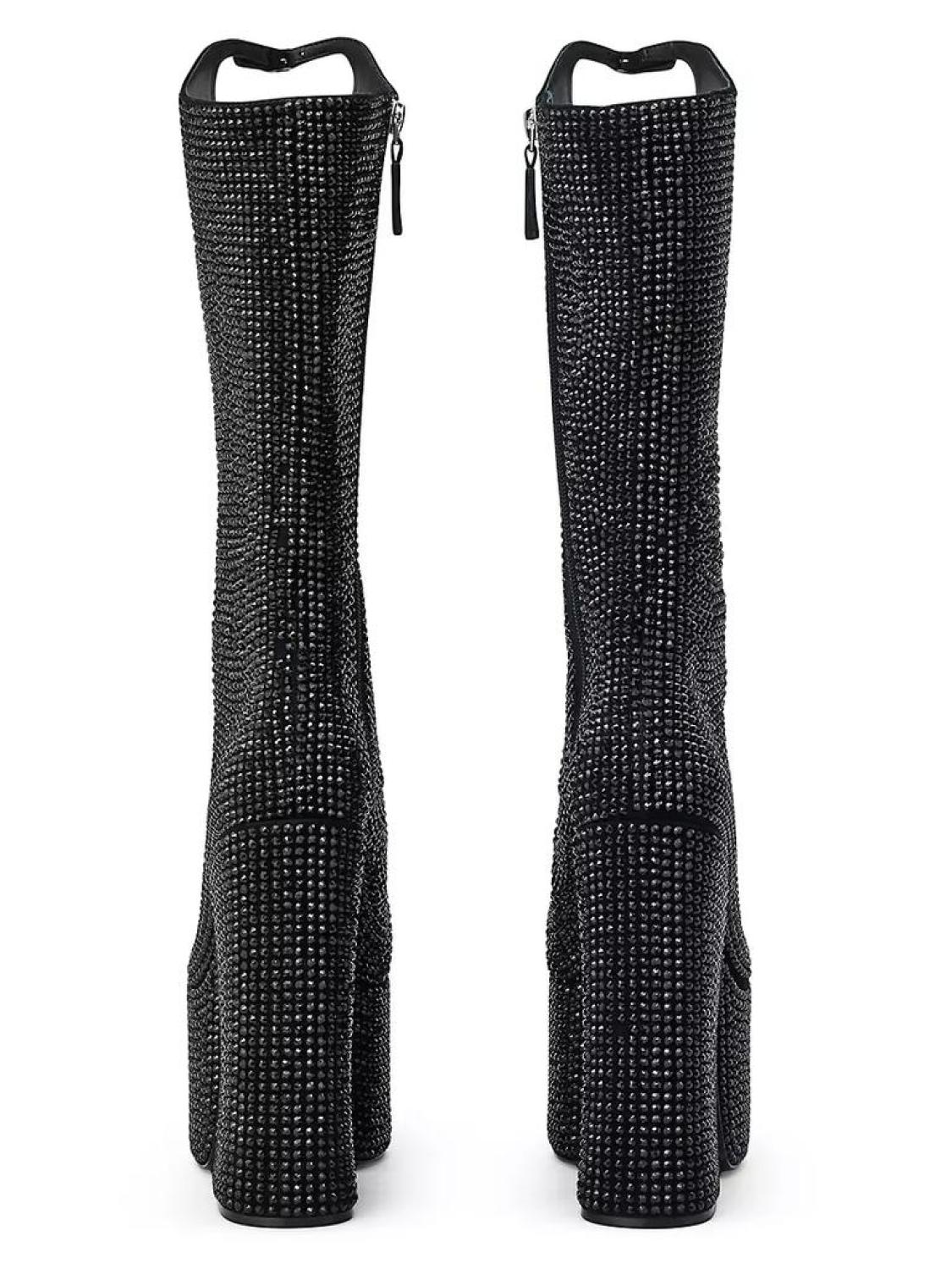 Kiki 160MM Crystal-Embellished Suede Boots