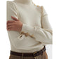 Button-Trim Mock Neck Sweater