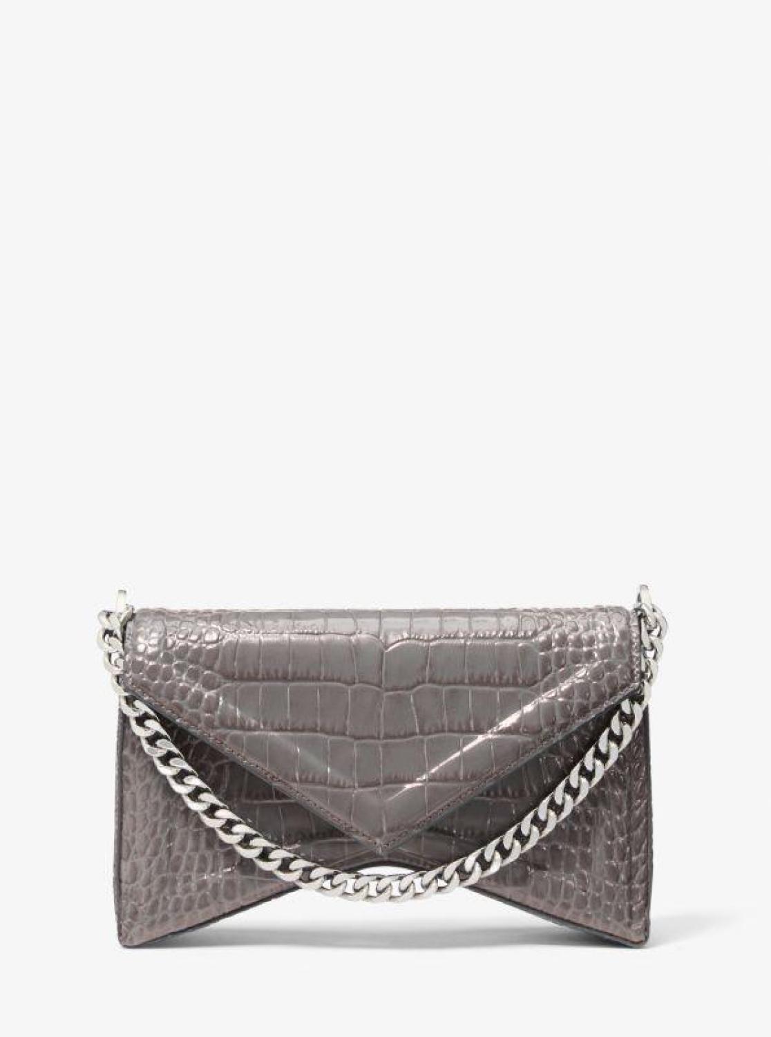 Manhatta Crocodile Embossed Patent Leather Shoulder Bag