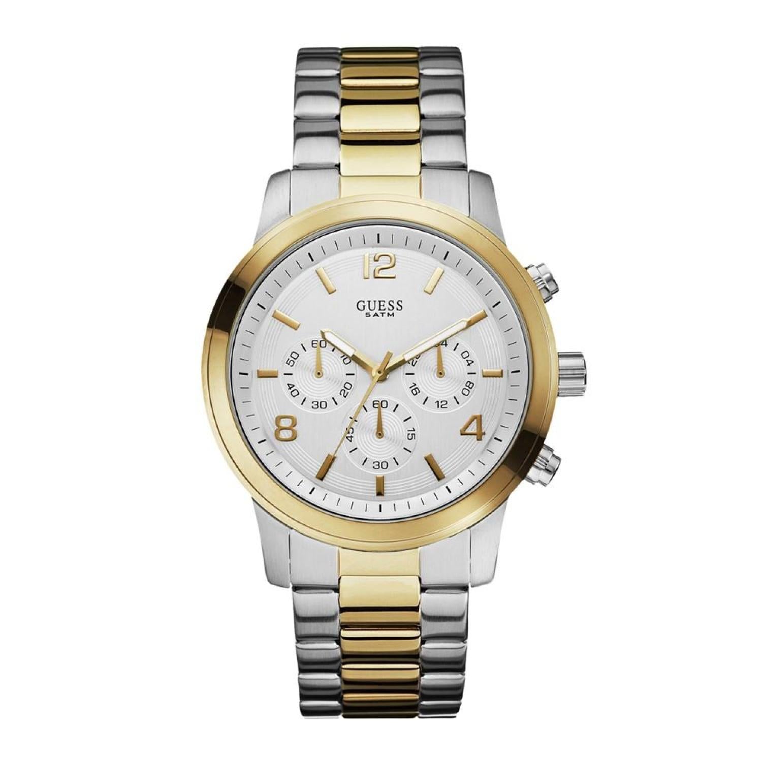 GUESS U0123G1 Silver & deals Gold Tone Chronograph Watch