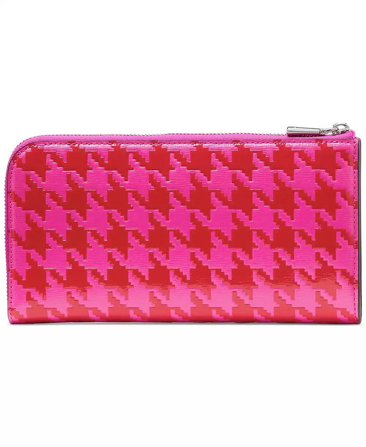 Devin Houndstooth Saffiano Leather Zip Around Continental Wallet