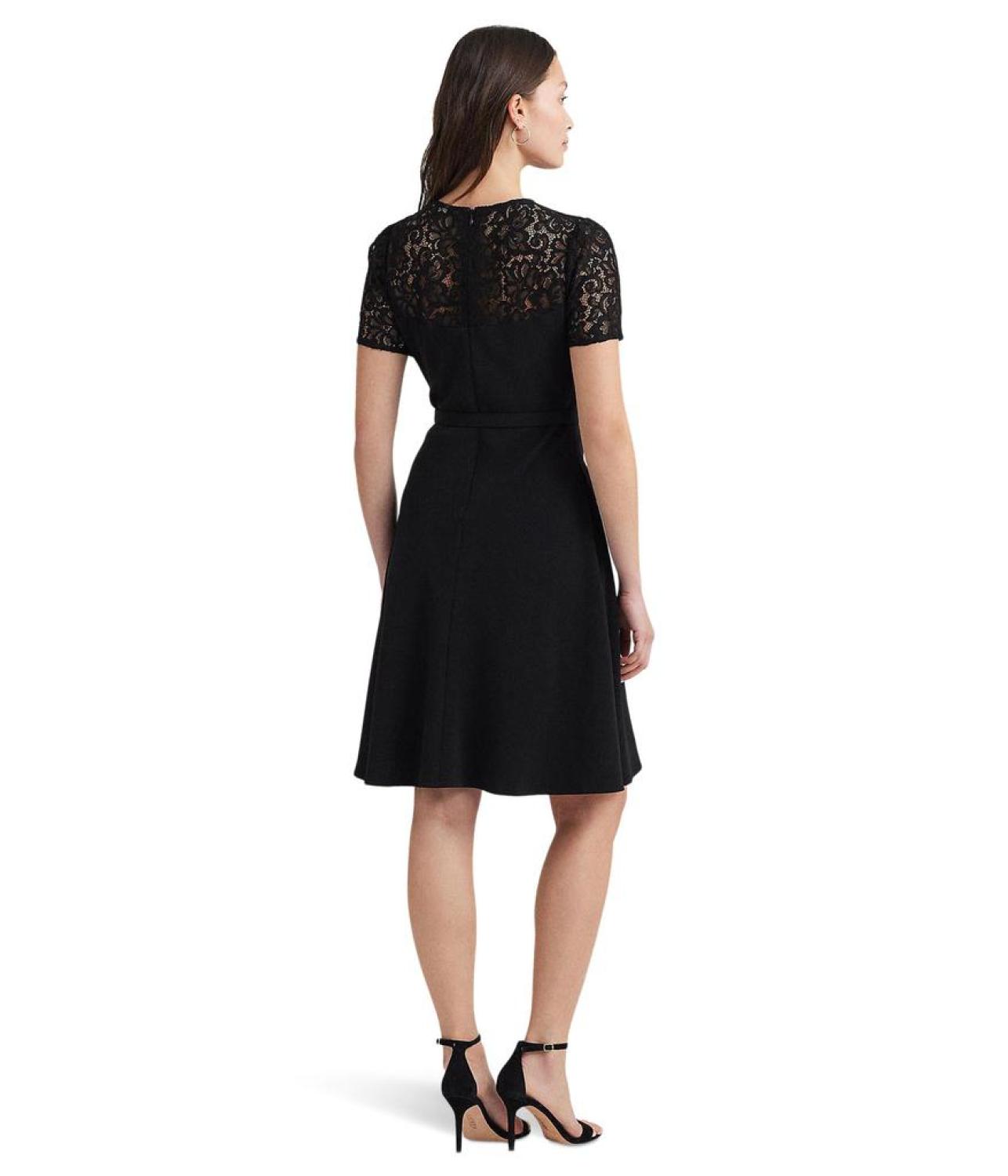 Lace-Trim Georgette Cocktail Dress