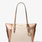 Charlotte Large Signature Logo and Metallic Top-Zip Tote Bag