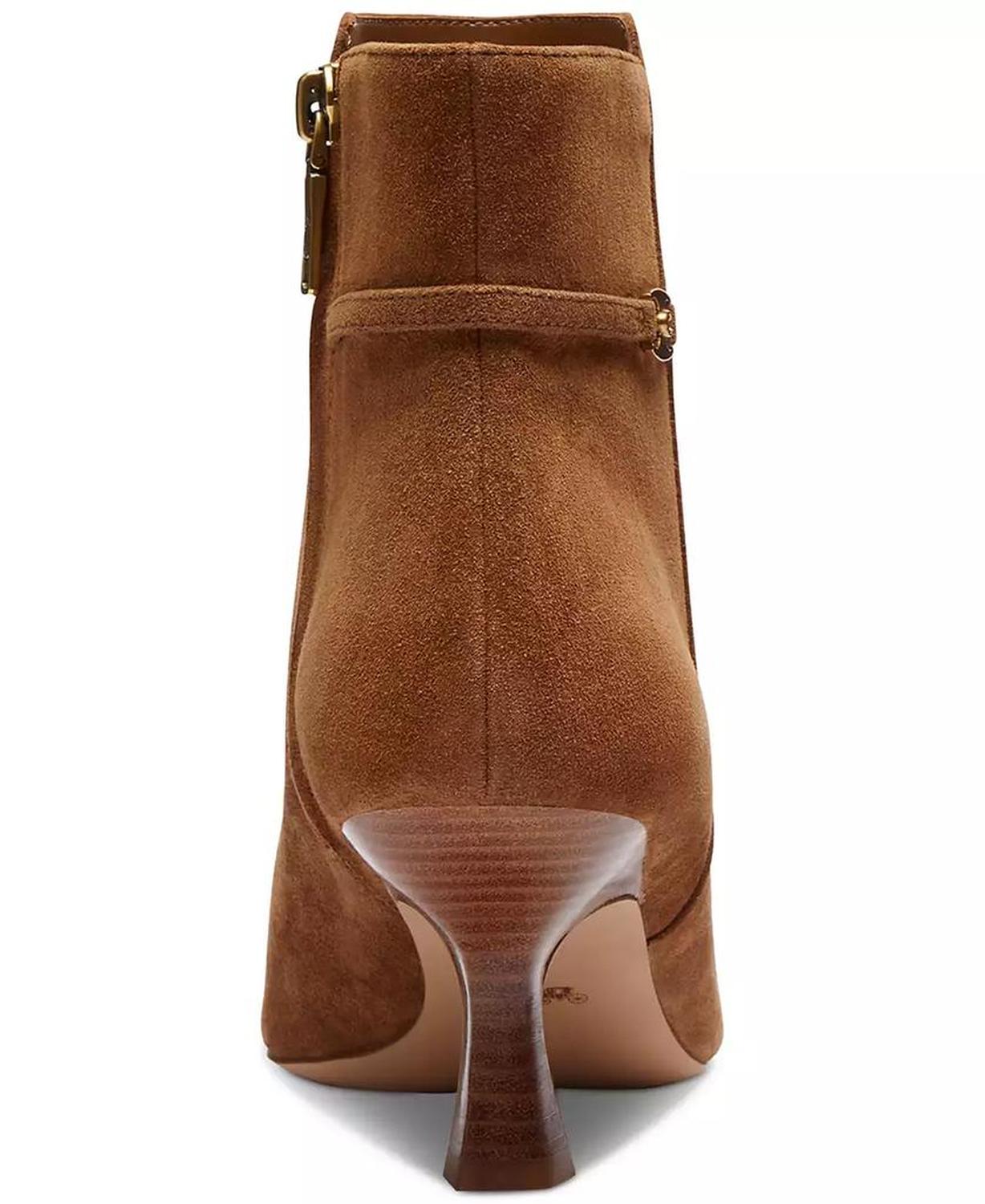 Women"s Rebecca Buckle Kitten-Heel Leather Booties