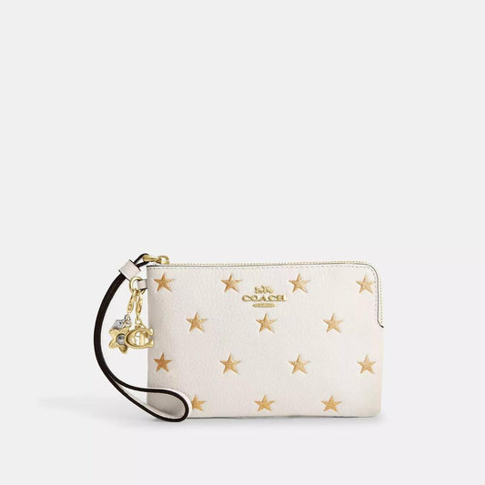 Coach Outlet Boxed Corner Zip Wristlet With Star Print And Charms