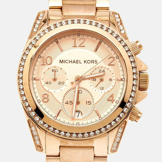 Michael Kors Rose Gold Tone Stainless Steel Blair Chronograph Mk5263 Women's Wristwatch 39 Mm