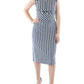 Womens Striped Calf Midi Dress