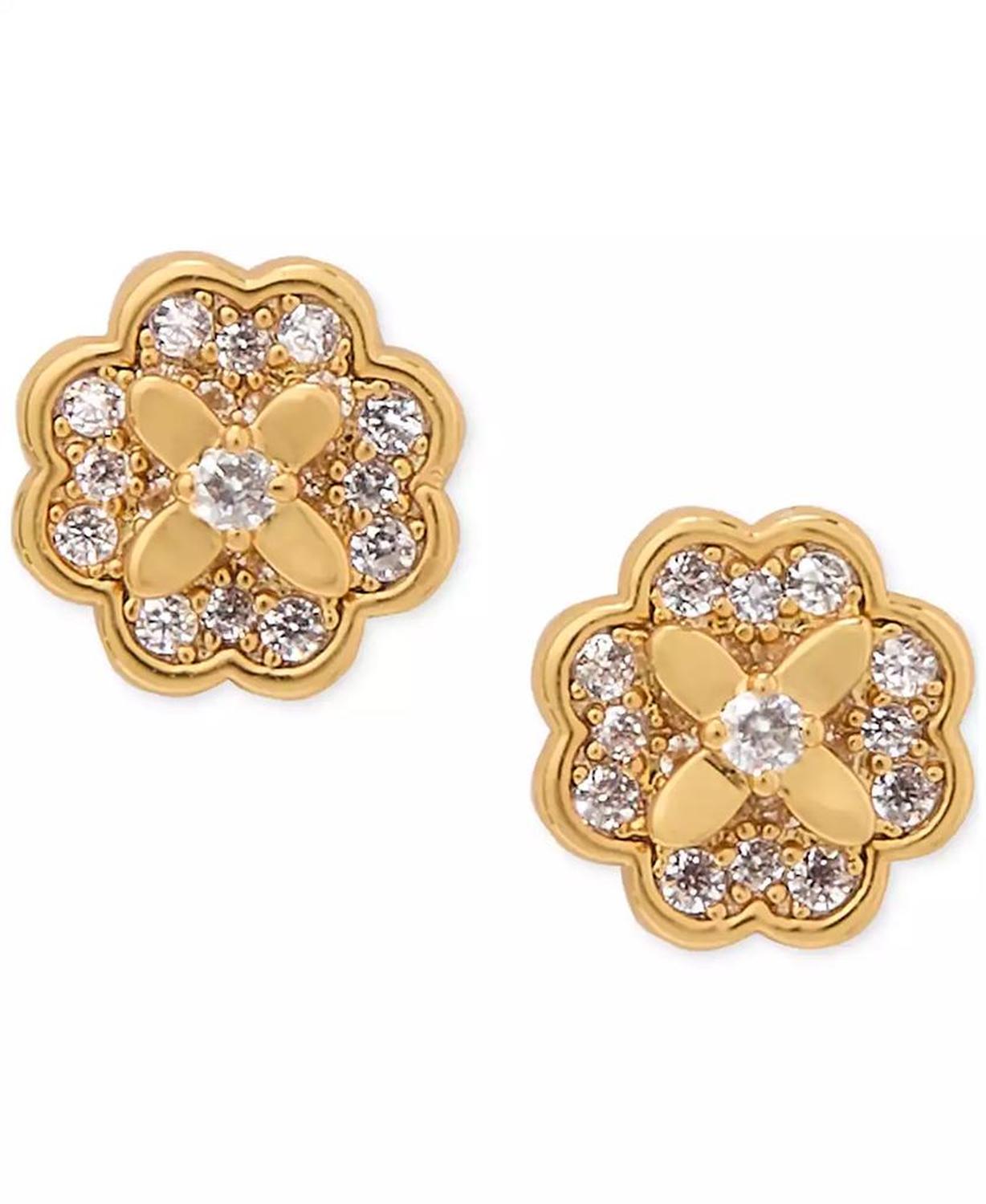 Gold-Tone Pavé Flower Mini Stud Earrings