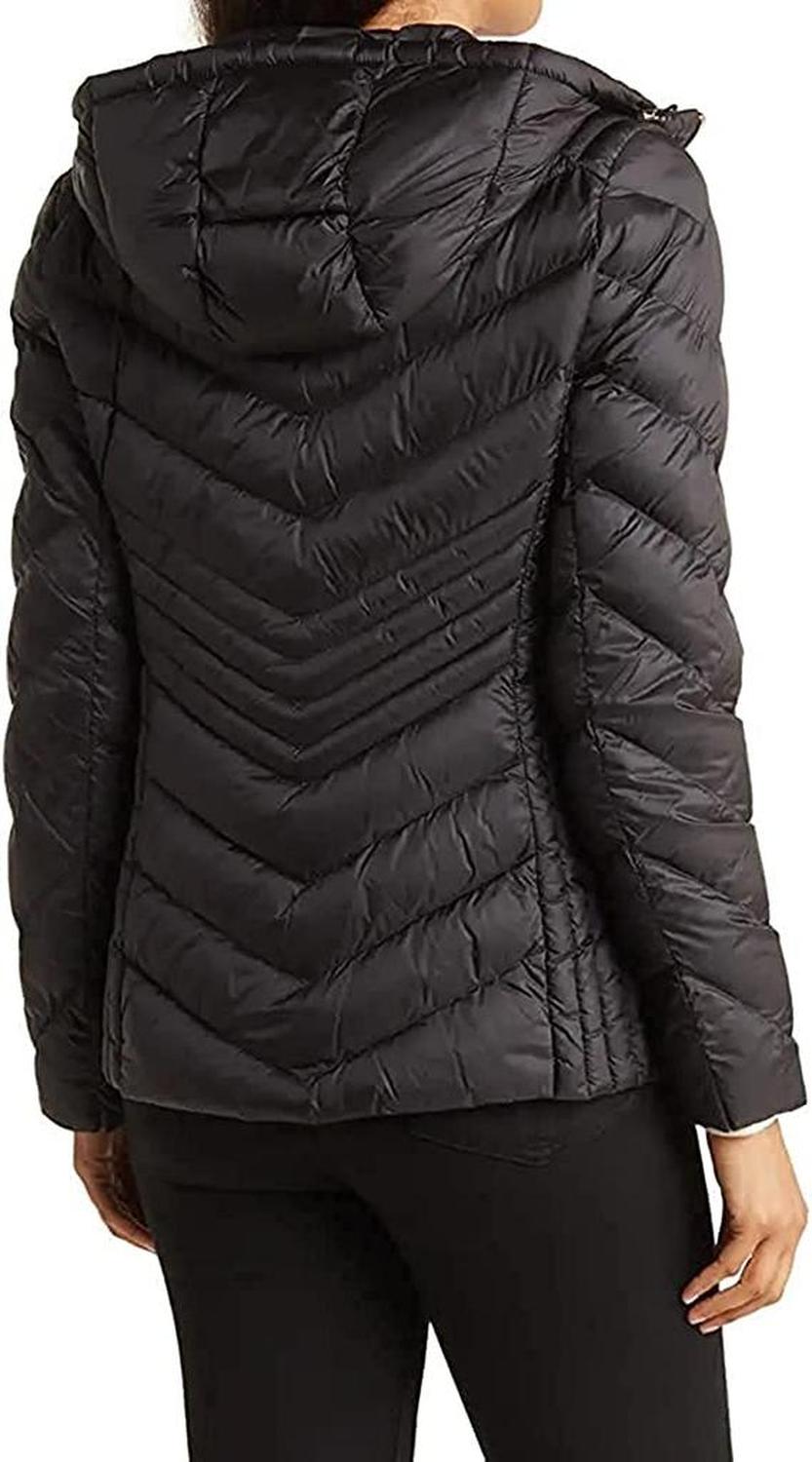 Michael Michael Kors Women's Red Down Hooded Packable Puffer Coat Jacket