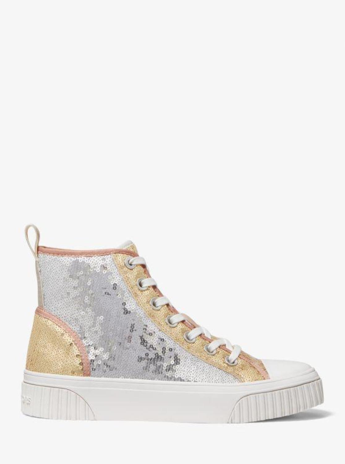 Gertie Two-Tone Sequined Canvas High-Top Sneaker