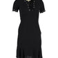 Michael Kors Eyelet Lace-Up Scallop Dress in Black Polyester