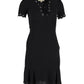 Michael Kors Eyelet Lace-Up Scallop Dress in Black Polyester