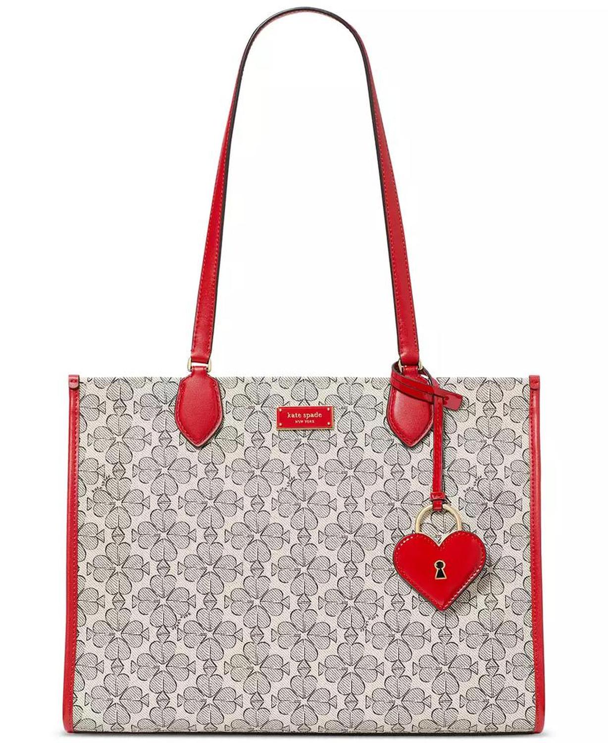 Valentine's Day Spade Flower Coasted Canvas Large Market Tote