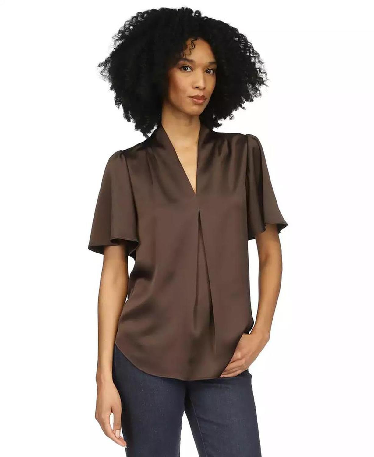 MICHAEL Women's Satin V-Neck Top