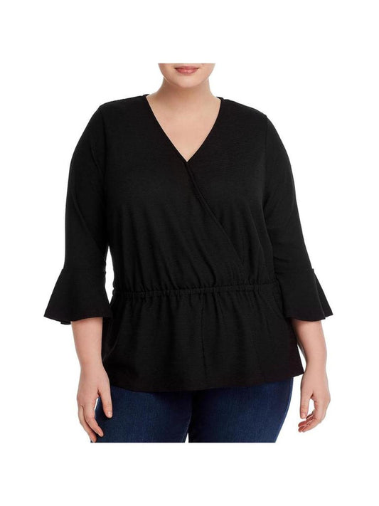 Plus Womens Ruffle Cuff Blouse