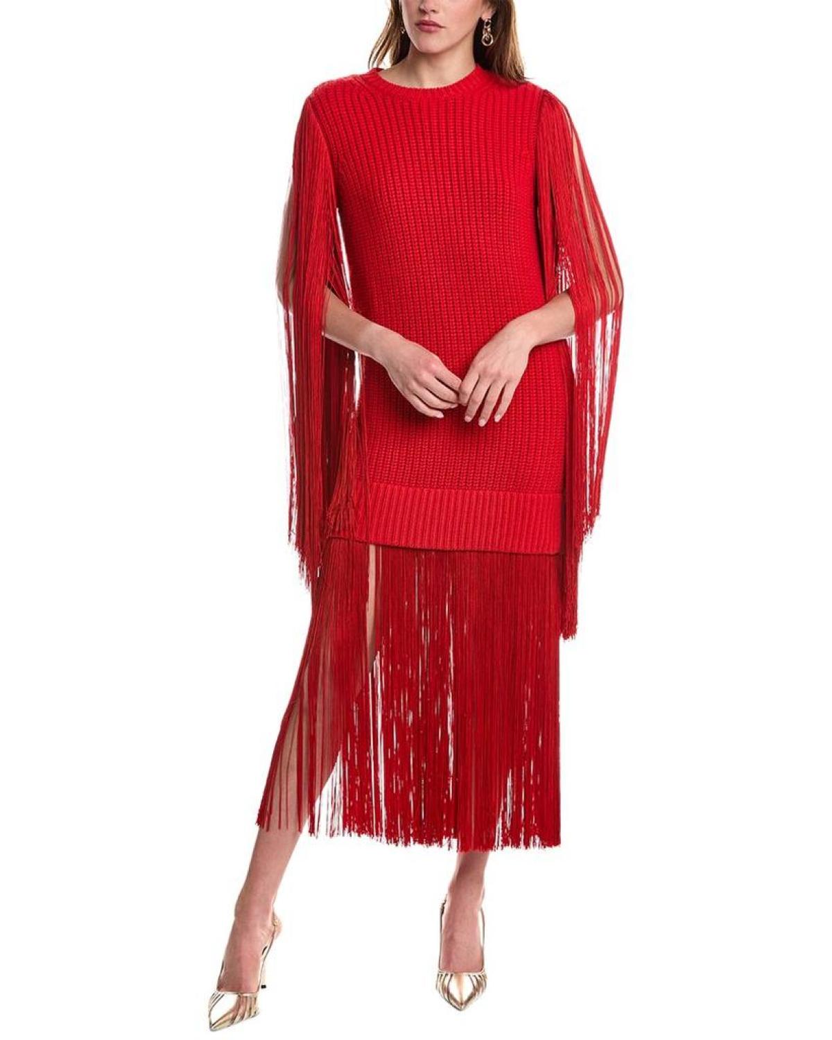 Michael Kors Collection Fringe Cashmere Sweaterdress