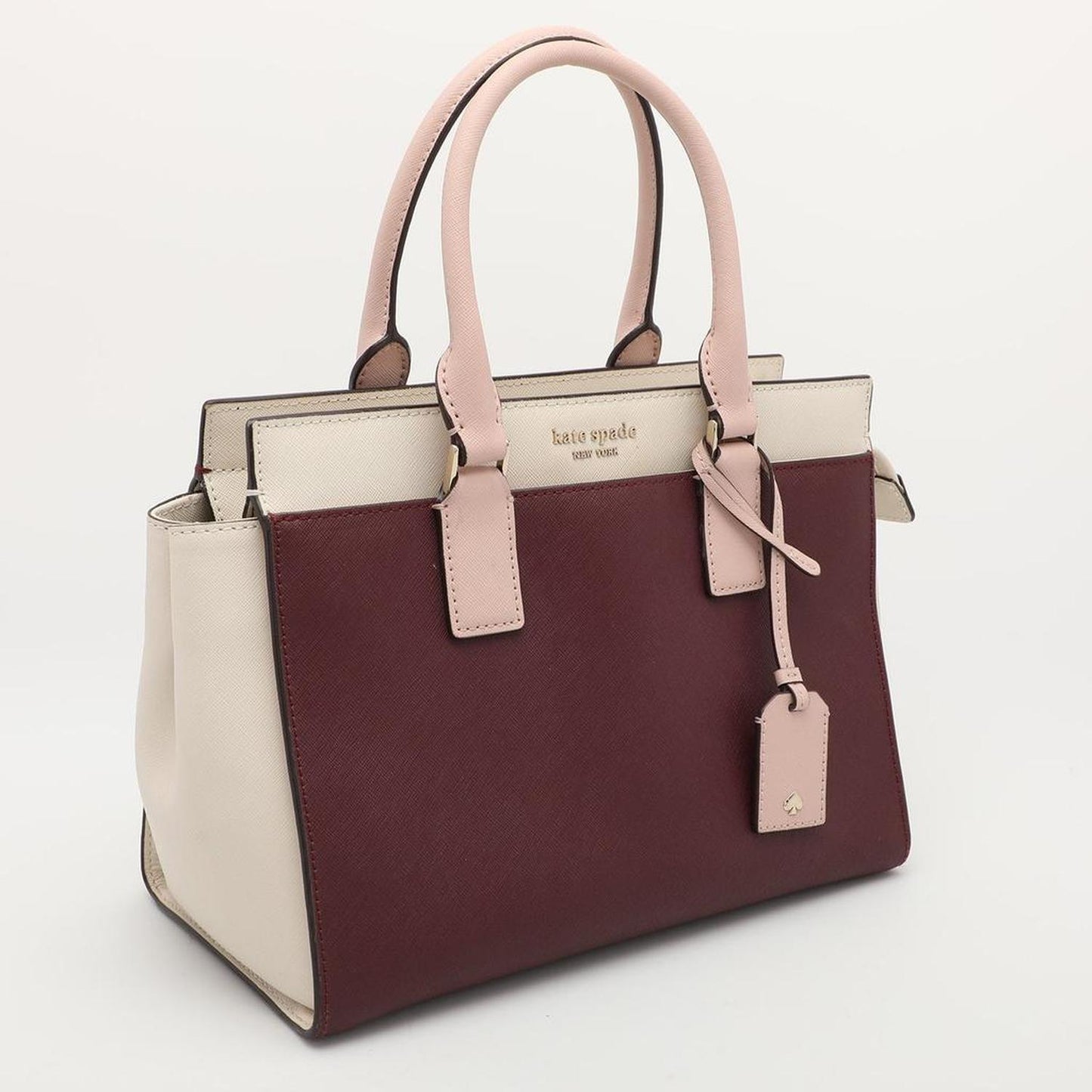 Burgundy/cream Leather Cameron Street Satchel