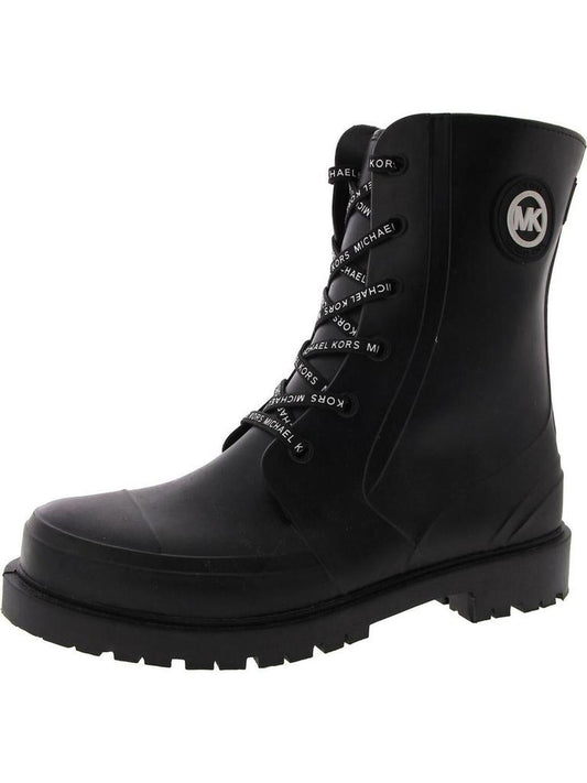 Womens Block Heel Lugged Sole Combat & Lace-Up Boots