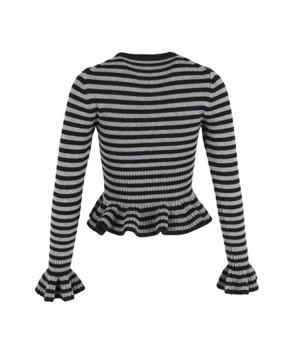 Michael Kors Striped Peplum Sweater in Multicolor Cashmere