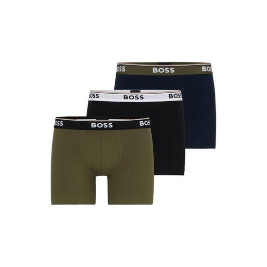 Three-pack of stretch-cotton boxer briefs with logos