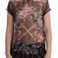 Dolce & Gabbana Elegant Floral Silk Blouse with Cap Sleeves