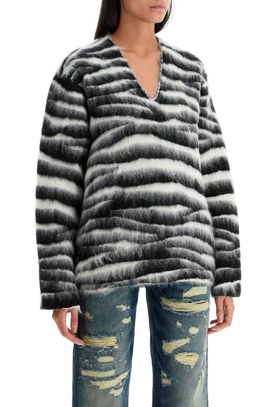 Women's Zebra Print Wool And Mohair