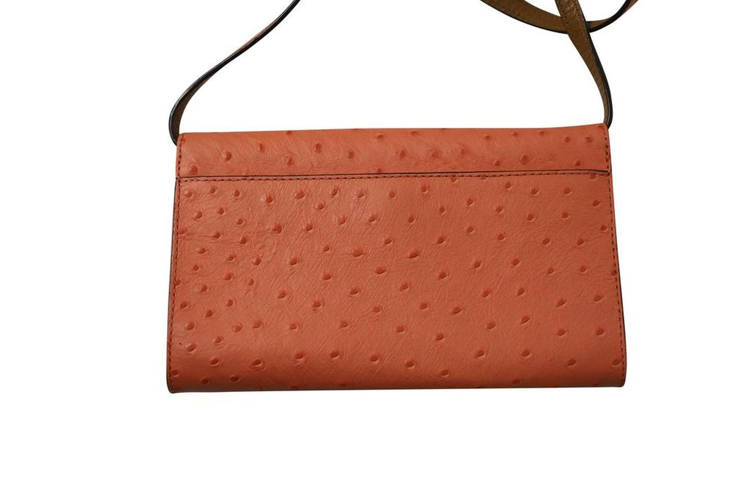 Michael Kors Embossed Ostrich Skin Clutch Bag in Orange Leather