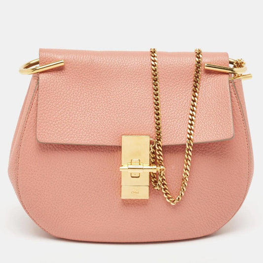 Chloe Salmon Leather Medium Drew Shoulder Bag