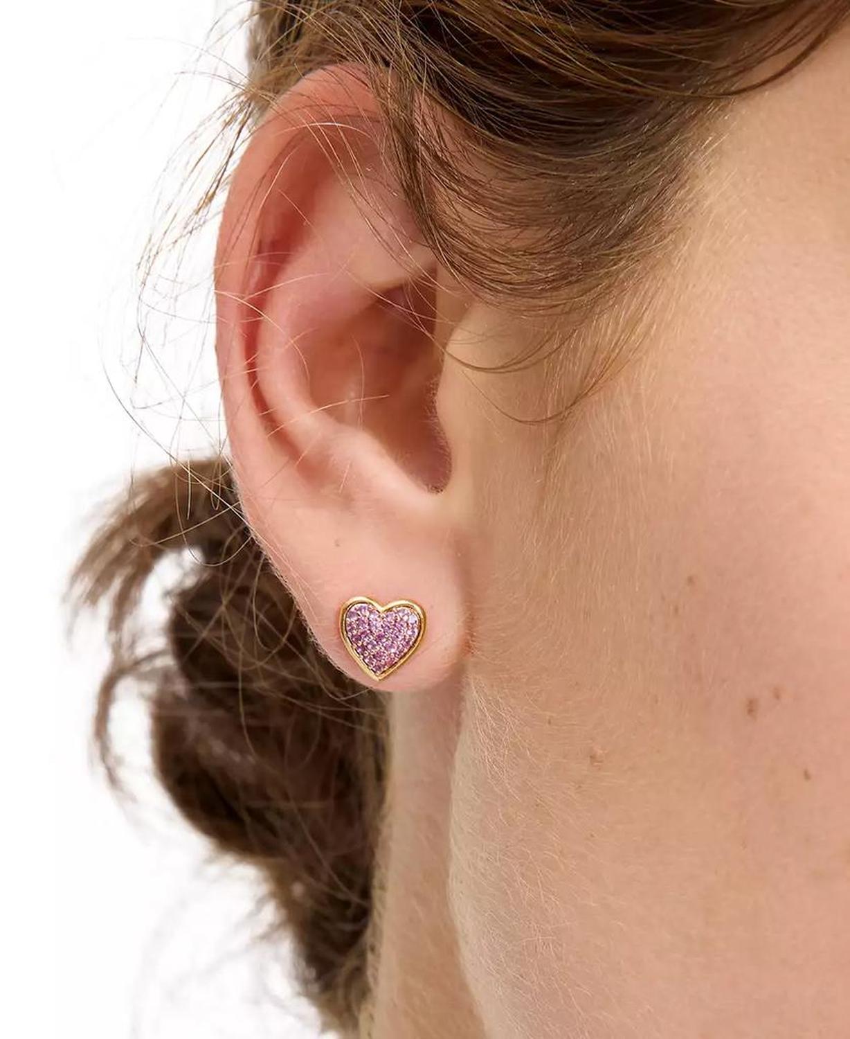 Cubic Zirconia Pavé Heart Stud Earrings